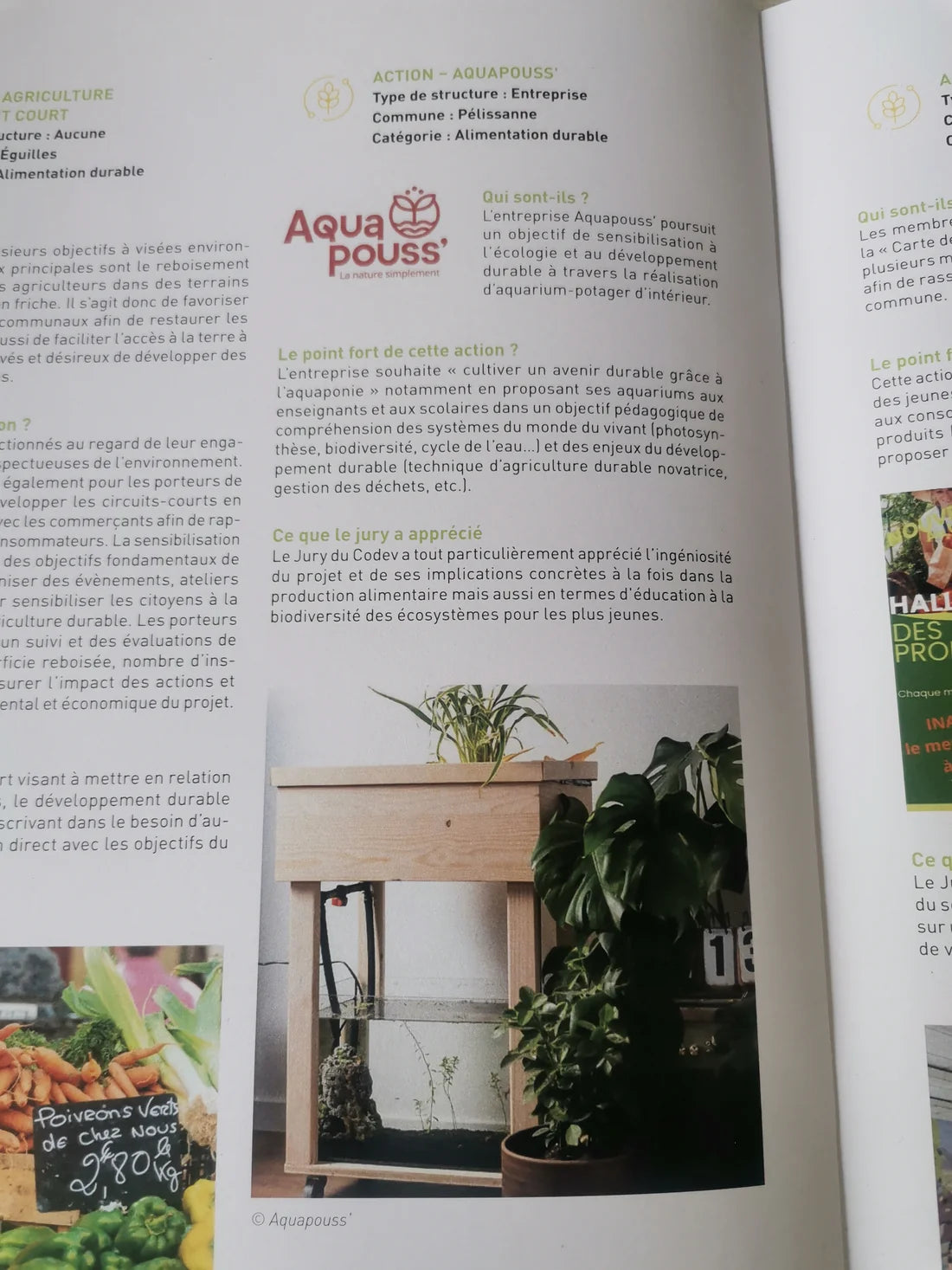 Présentation du système Aquapouss' dans un article sur l’alimentation durable